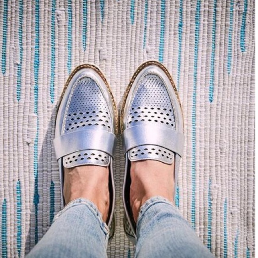 Crown Vintage perforated Silver Loafers, NEW